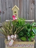 Spring Birdhouse Garden Planter with Palm, Dracaena and Pothos Ivy